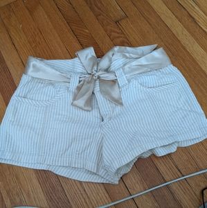 Beige Striped Express Shorts